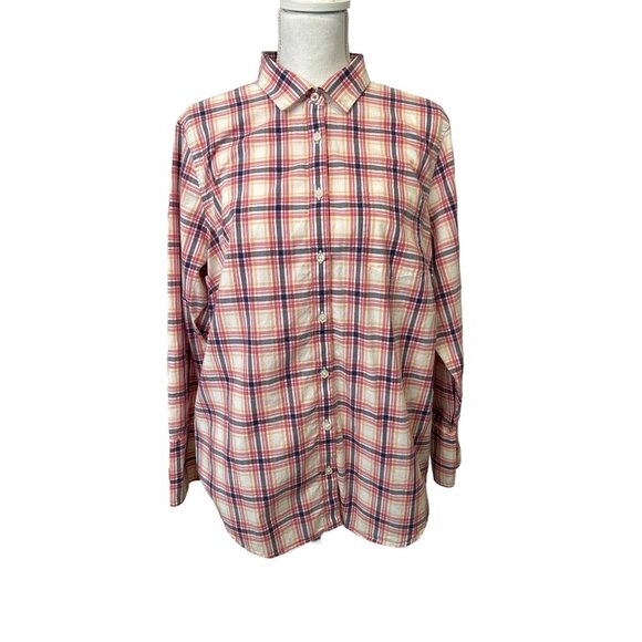 Lands’ End Women’s Plus 18W Plaid Long Sleeve Button Up Shirt - Picture 1 of 11